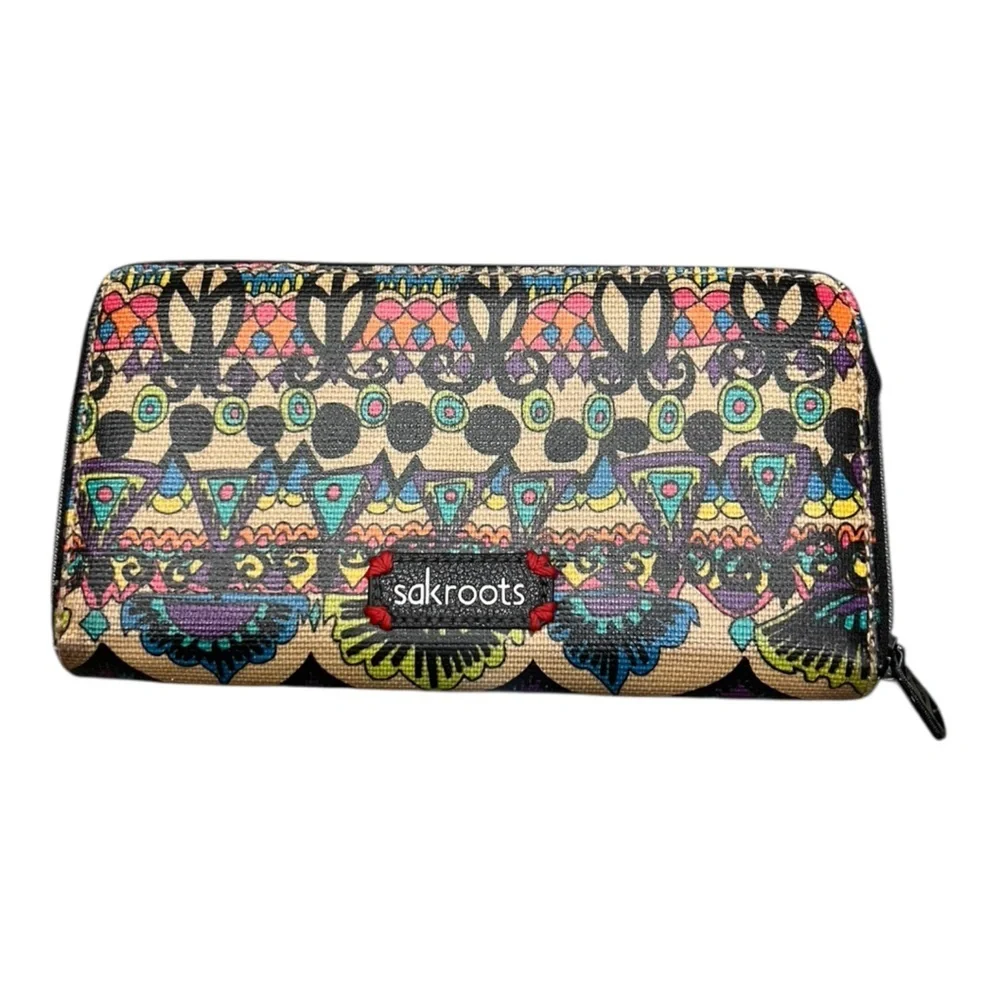 Sakroots Artist Circle Large Zip Around bohemian Wallet New